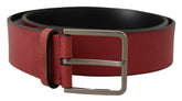 Dolce & Gabbana Maroon Vitello Silver Metal Logo Buckle Belt -   -  Dolce & Gabbana.